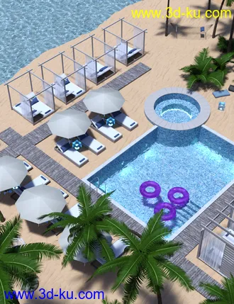3D打印模型Island Beach Resort - Swimming Pool Area的图片