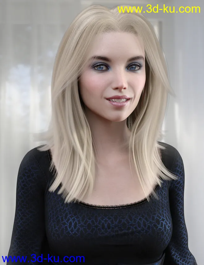 Jen Hair for Genesis 8 Females模型的图片2