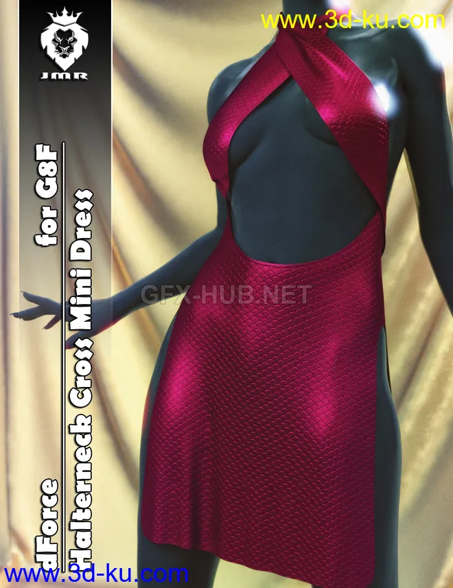 JMR dForce Halterneck Cross Mini Dress for G8F模型的图片1
