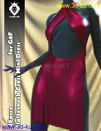 3D打印模型JMR dForce Halterneck Cross Mini Dress for G8F的图片