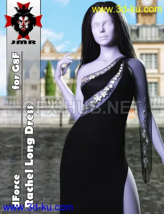 3D打印模型JMR dForce Rachel Long Dress for G8F的图片