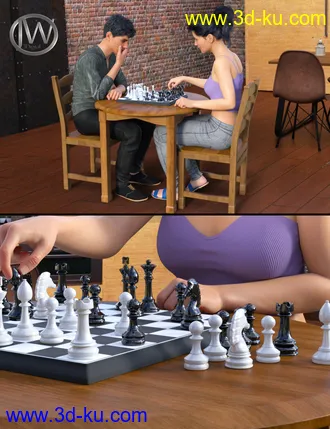 3D打印模型JW Chess Props and Poses for Genesis 8的图片