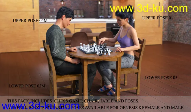 JW Chess Props and Poses for Genesis 8模型的图片3