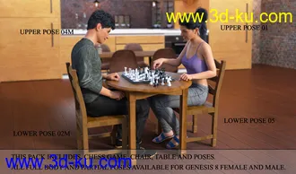 3D打印模型JW Chess Props and Poses for Genesis 8的图片