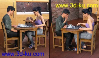 3D打印模型JW Chess Props and Poses for Genesis 8的图片