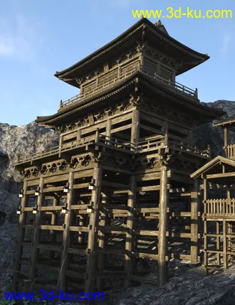 3D打印模型Kake-zukuri Temple的图片
