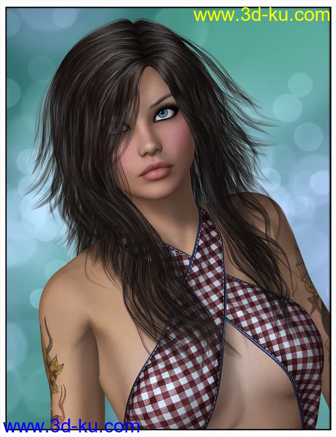 Kelsie Hair for Genesis 2 Female(s) and Victoria 4模型的图片3
