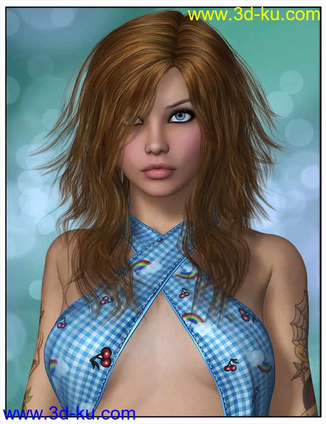 Kelsie Hair for Genesis 2 Female(s) and Victoria 4模型的图片5