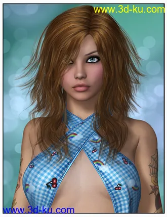 3D打印模型Kelsie Hair for Genesis 2 Female(s) and Victoria 4的图片