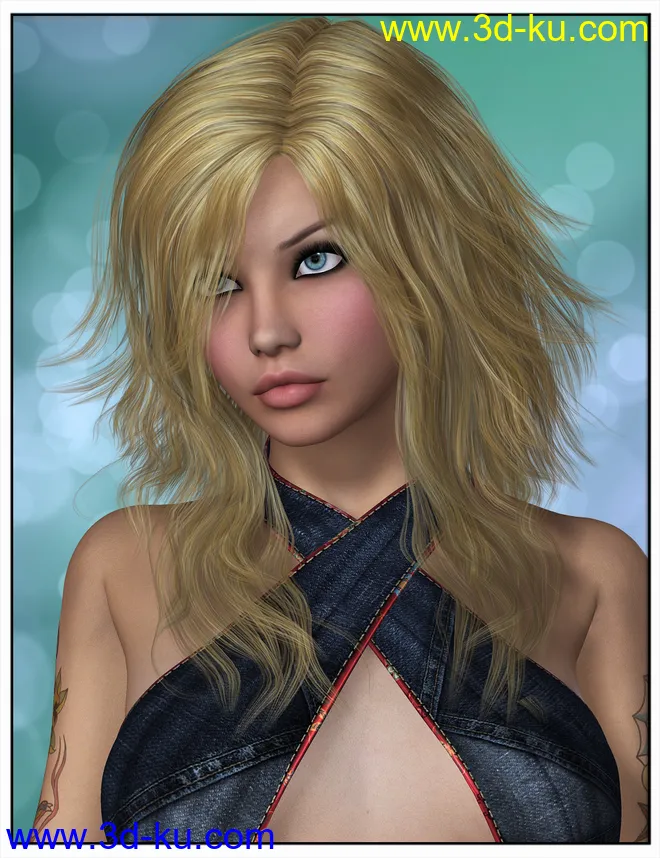 Kelsie Hair for Genesis 2 Female(s) and Victoria 4模型的图片6