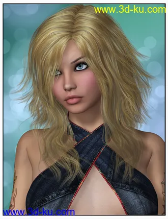 3D打印模型Kelsie Hair for Genesis 2 Female(s) and Victoria 4的图片