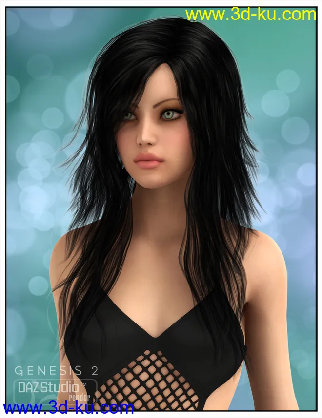Kelsie Hair for Genesis 2 Female(s) and Victoria 4模型的图片9