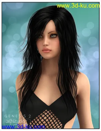 3D打印模型Kelsie Hair for Genesis 2 Female(s) and Victoria 4的图片
