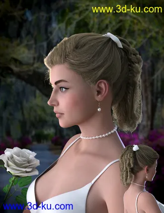 3D打印模型Kelya Curls Updo Hair for Genesis 8 Female(s)的图片