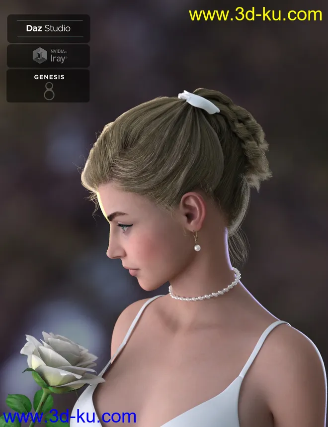 Kelya Curls Updo Hair for Genesis 8 Female(s)模型的图片3