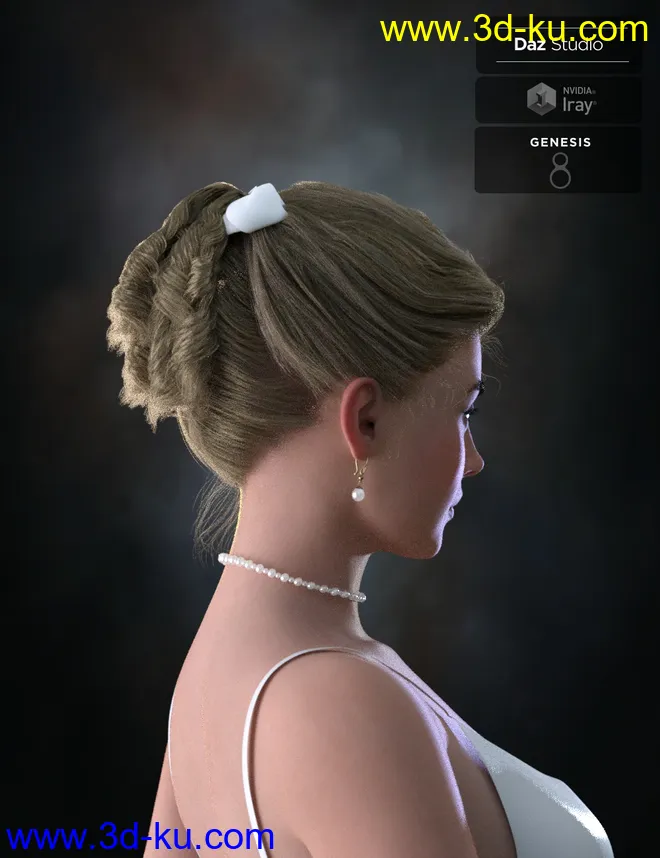 Kelya Curls Updo Hair for Genesis 8 Female(s)模型的图片5