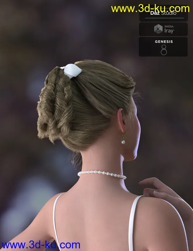 Kelya Curls Updo Hair for Genesis 8 Female(s)模型的图片7
