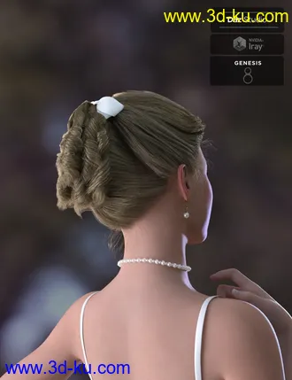 3D打印模型Kelya Curls Updo Hair for Genesis 8 Female(s)的图片