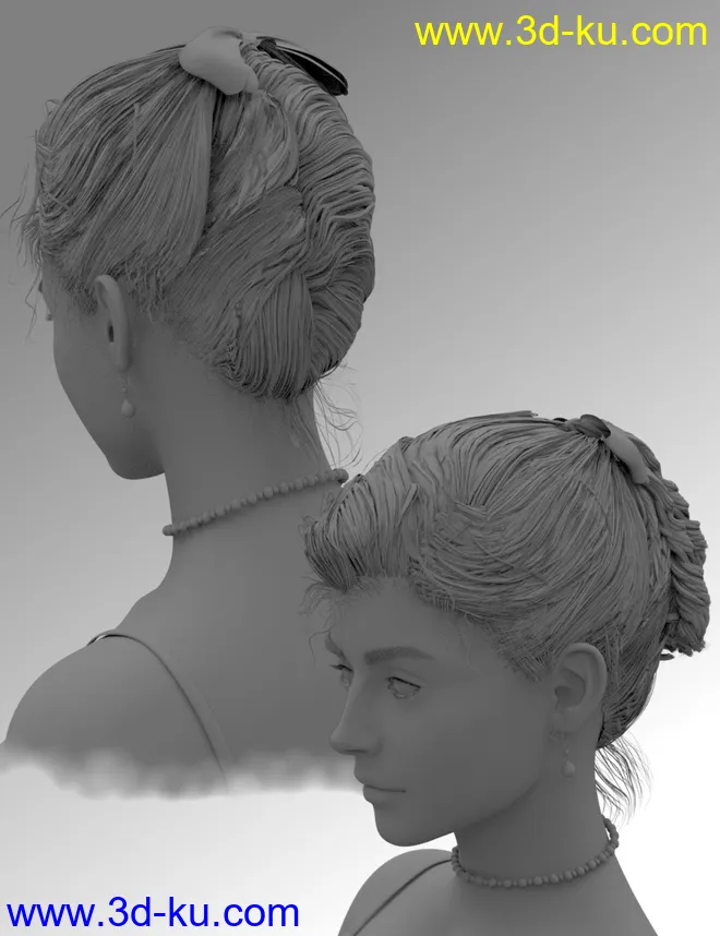 Kelya Curls Updo Hair for Genesis 8 Female(s)模型的图片9