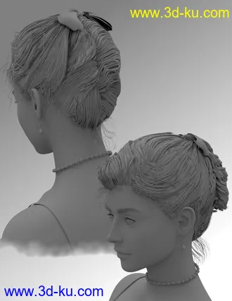 3D打印模型Kelya Curls Updo Hair for Genesis 8 Female(s)的图片