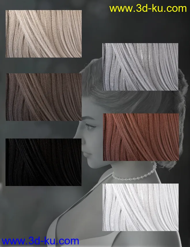 Kelya Curls Updo Hair for Genesis 8 Female(s)模型的图片10