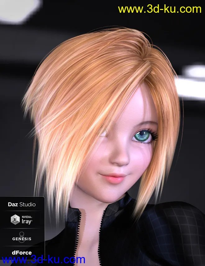 Kenji Hair for Genesis 8模型的图片1
