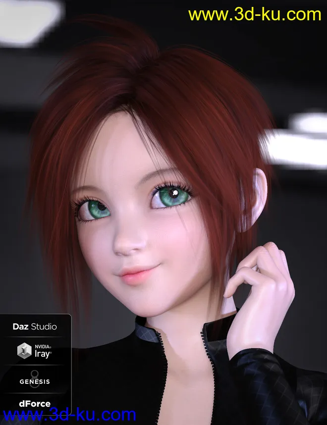 Kenji Hair for Genesis 8模型的图片3
