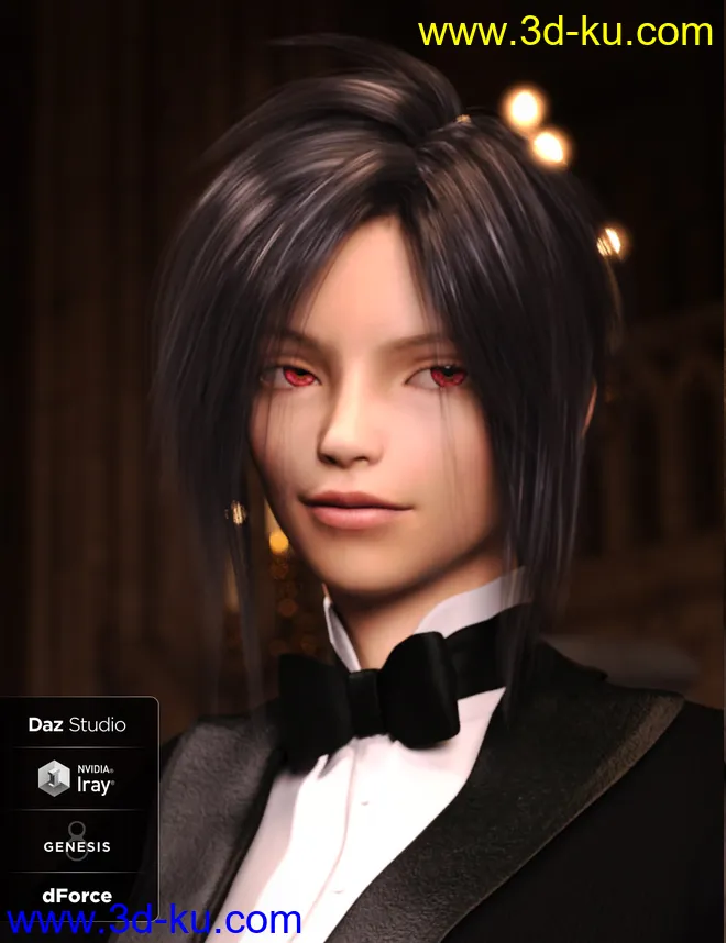 Kenji Hair for Genesis 8模型的图片4