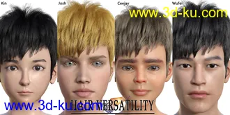 3D打印模型Kin Character and dForce Kin Hair for Genesis 8 Males的图片