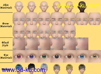 3D打印模型Kin Character and dForce Kin Hair for Genesis 8 Males的图片
