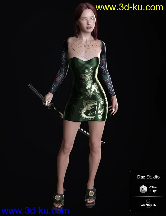 Kumi Leiko and Dress for Genesis 8 Females模型的图片3