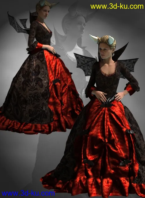 Lady De Lioncourt Dress for Genesis 2 Female(s)模型的图片8