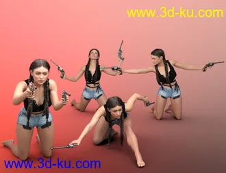 3D打印模型Lady Revolvers and Poses for Genesis 8 Female(s)的图片