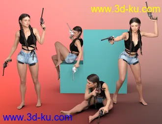 3D打印模型Lady Revolvers and Poses for Genesis 8 Female(s)的图片
