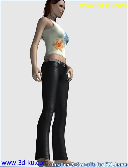 Leather and Cut-offs for FM Jeans模型的图片3