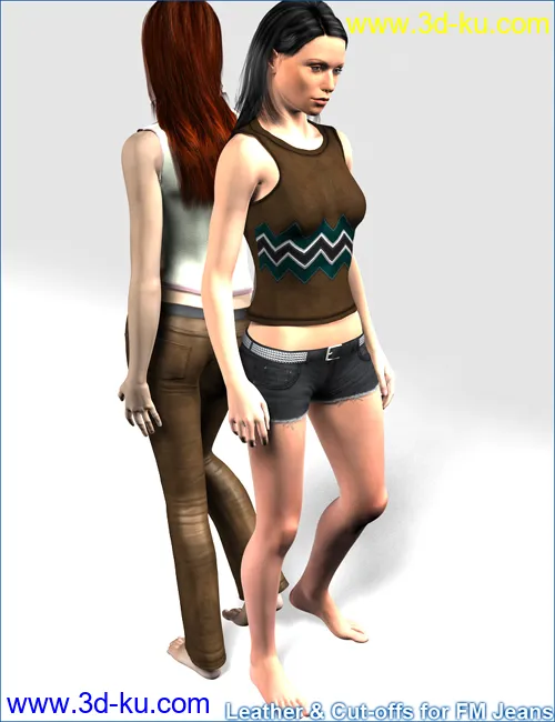 Leather and Cut-offs for FM Jeans模型的图片6