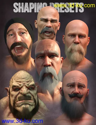 3D打印模型Long and Full Beards Set Hair for Genesis 8 Male的图片