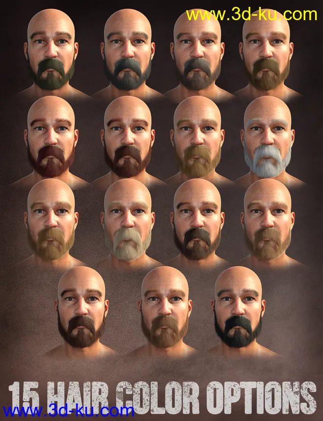 Long and Full Beards Set Hair for Genesis 8 Male模型的图片4