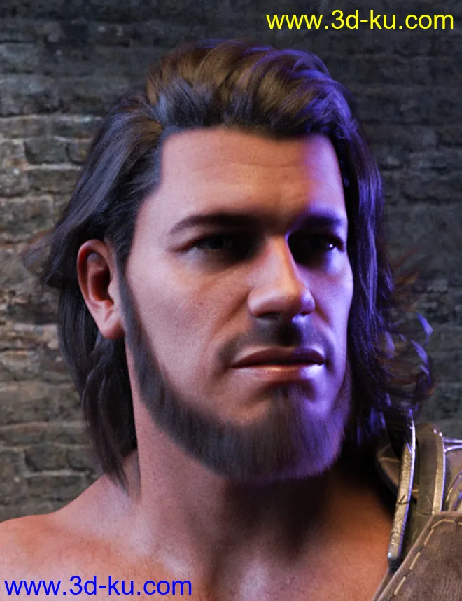 Long and Full Beards Set Hair for Genesis 8 Male模型的图片7