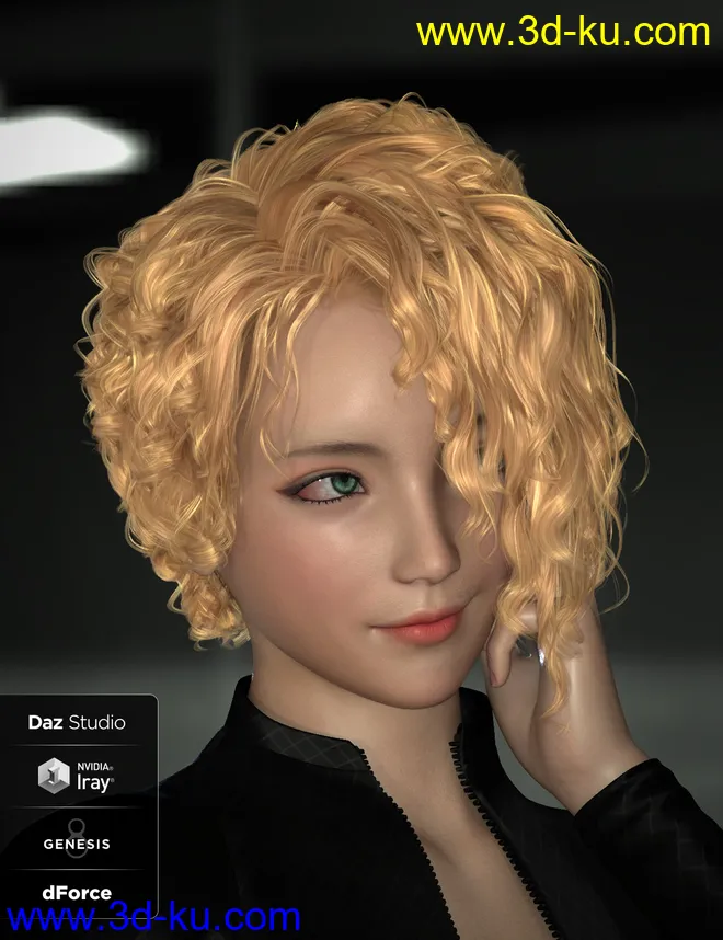 Luc Hair for Genesis 8模型的图片4