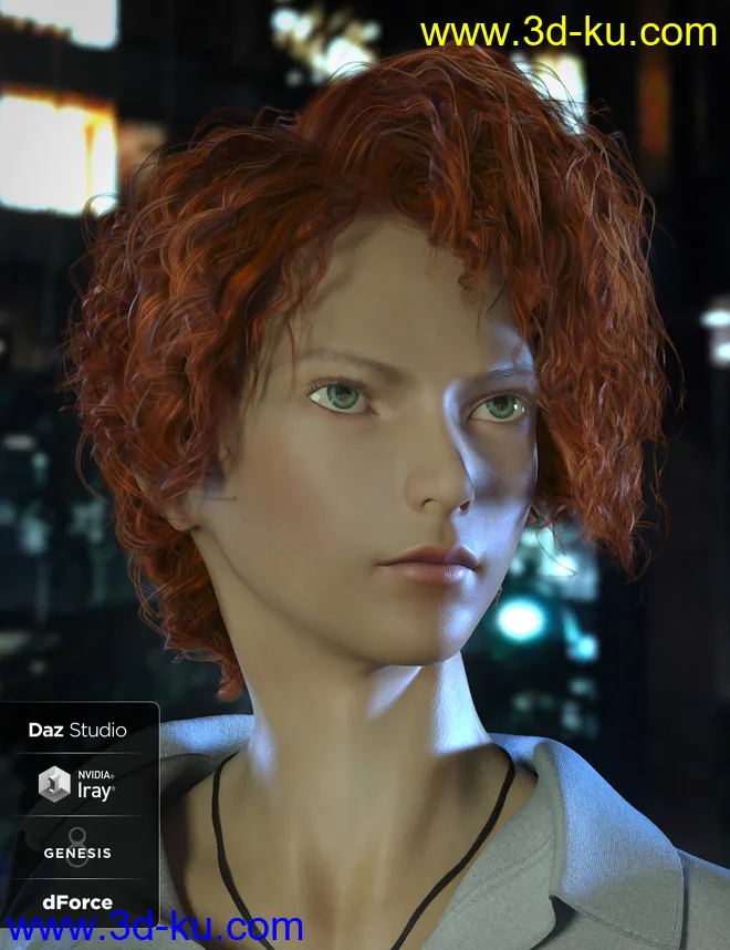 Luc Hair for Genesis 8模型的图片6