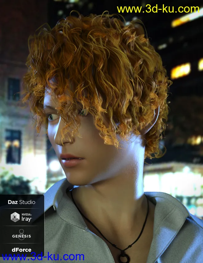 Luc Hair for Genesis 8模型的图片7