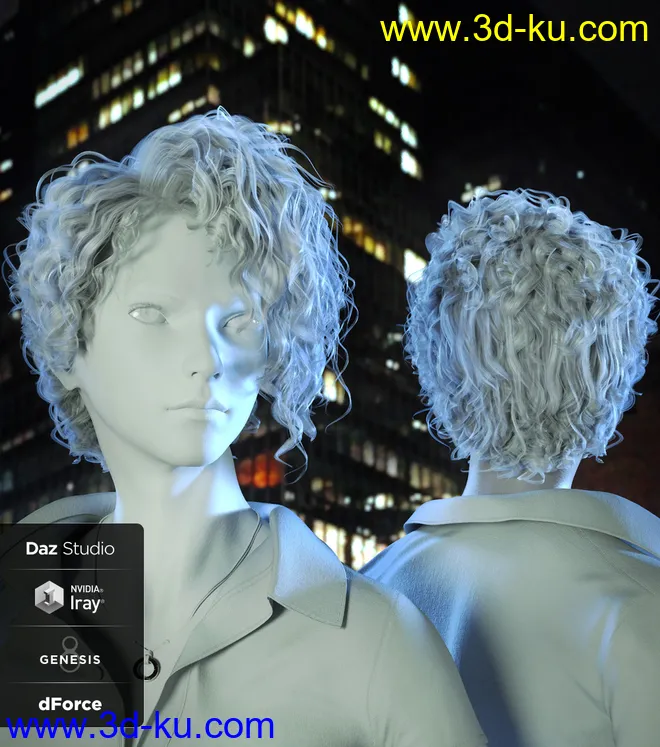 Luc Hair for Genesis 8模型的图片8