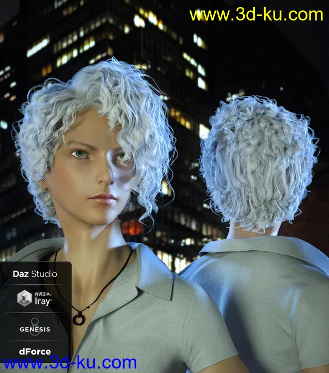 Luc Hair for Genesis 8模型的图片9