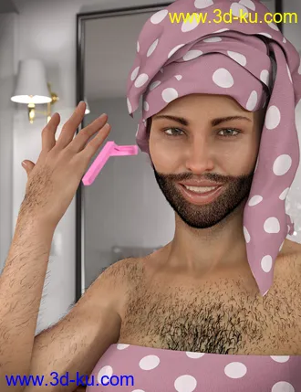 3D打印模型Lush Beard and Body Hair for Genesis 8 Female的图片