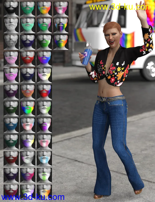 Lush Beard and Body Hair for Genesis 8 Female模型的图片5