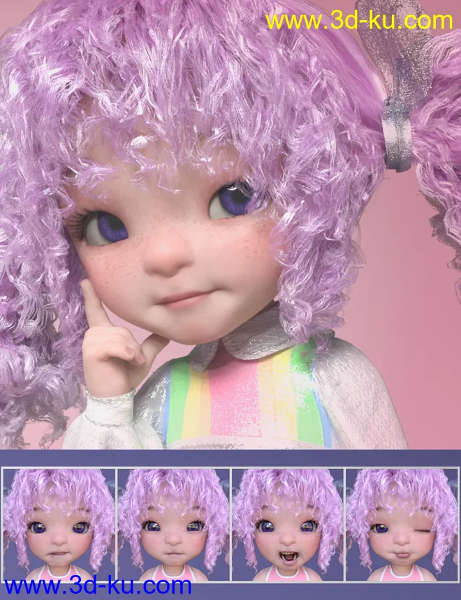 Make A Face Expressions for Bugga Boo for Genesis 8 Female模型的图片1