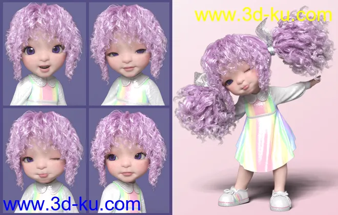 Make A Face Expressions for Bugga Boo for Genesis 8 Female模型的图片3