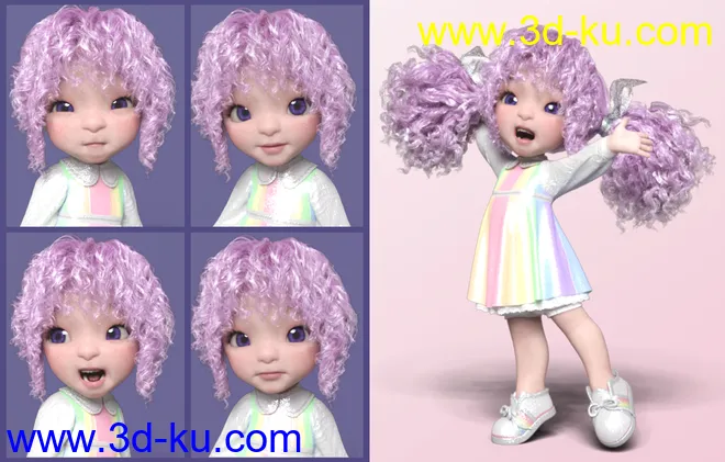 Make A Face Expressions for Bugga Boo for Genesis 8 Female模型的图片6