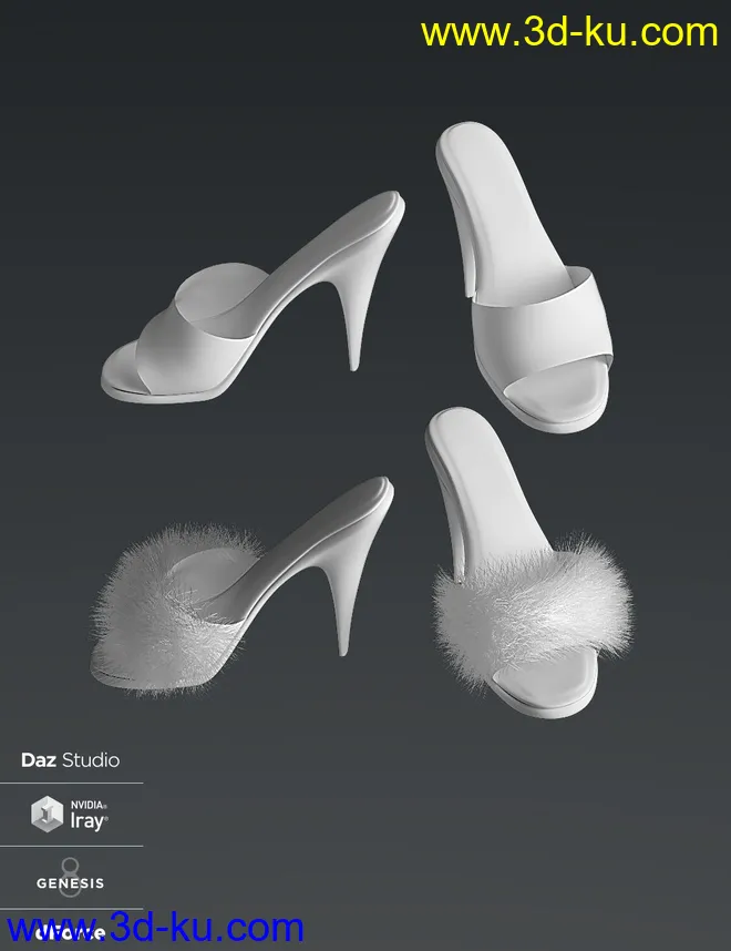 Mandie Satin Slippers for Genesis 8 Females模型的图片5